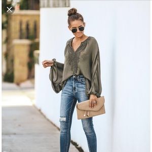 VICI Born in Bali Beaded Blouse NWOT